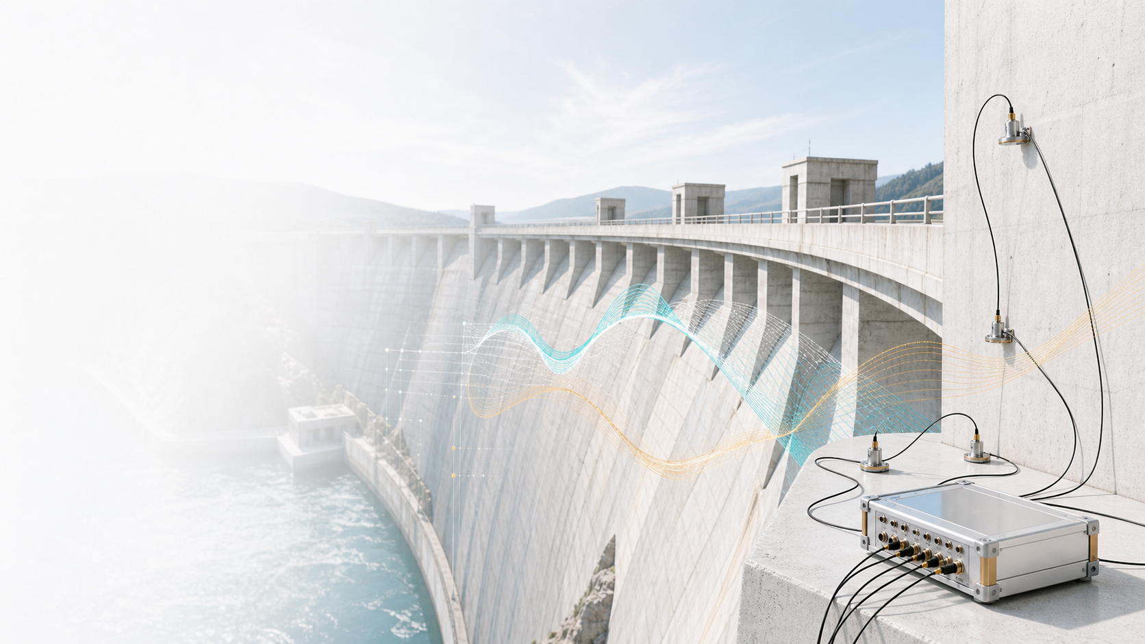 Arch dam and valley site under seismic instrumentation