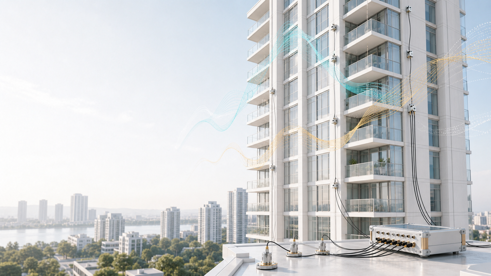 Instrumented balconied high-rise tower under ambient vibration survey